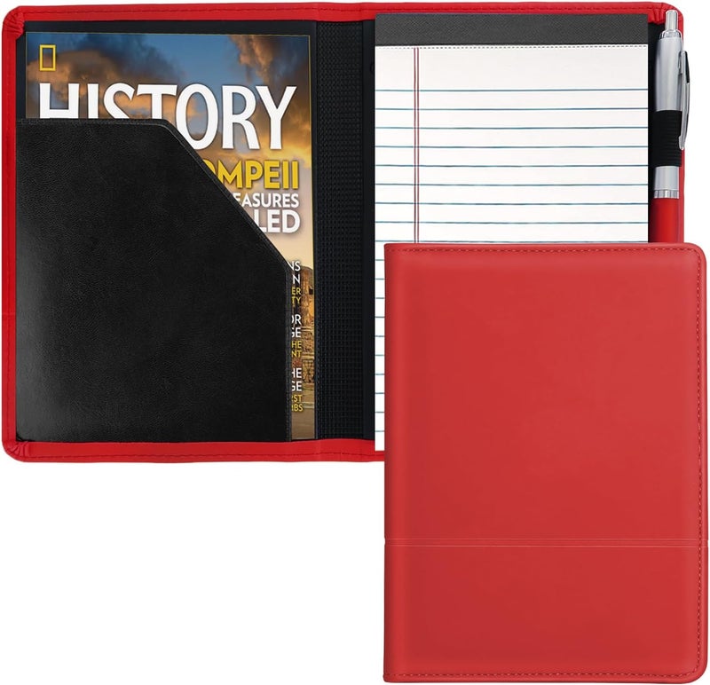 Gorbado Padfolio/Portfolio Binder, Mini Padfolio Portfolio Binder 5 x 8 Legal Writing Pad, A5 Document Organizer Folder for Men Women, Red. - Image 1